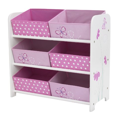 Papillons et fleurs meuble de rangement 6 paniers