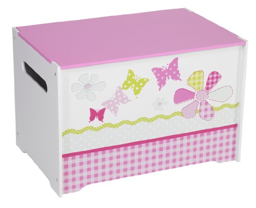 863567 coffre à jouets patchwork fille rose