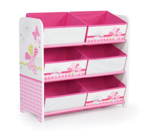 Meuble de rangement papillons et fleurs rose