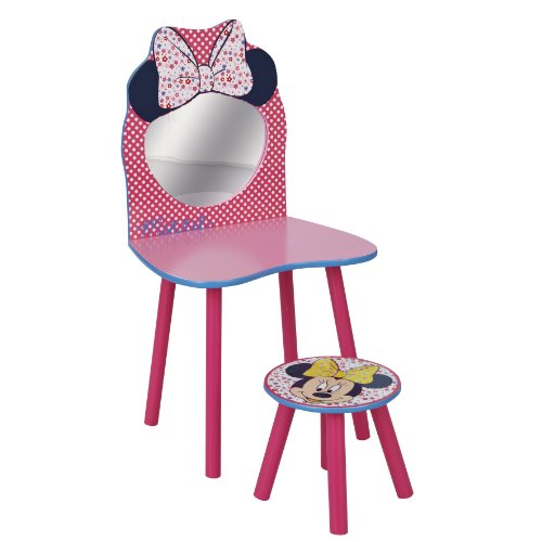 863989 coiffeuse et tabouret disney minnie rose