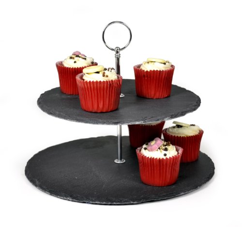 Présentoir à gâteaux 2 étages en ardoise 25 cm/...