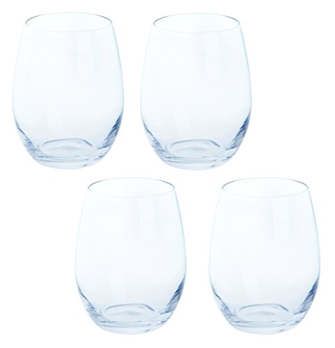 Blanc vin sans pied, transparent, lot de 4