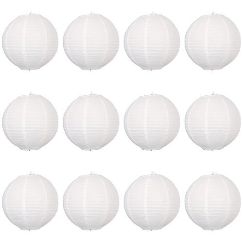 Paper lanterns UK Lot de 12suspensions rondes en papier de type lampion avec structure en fil de fer blanc 20cm code EAN 5013335667027 