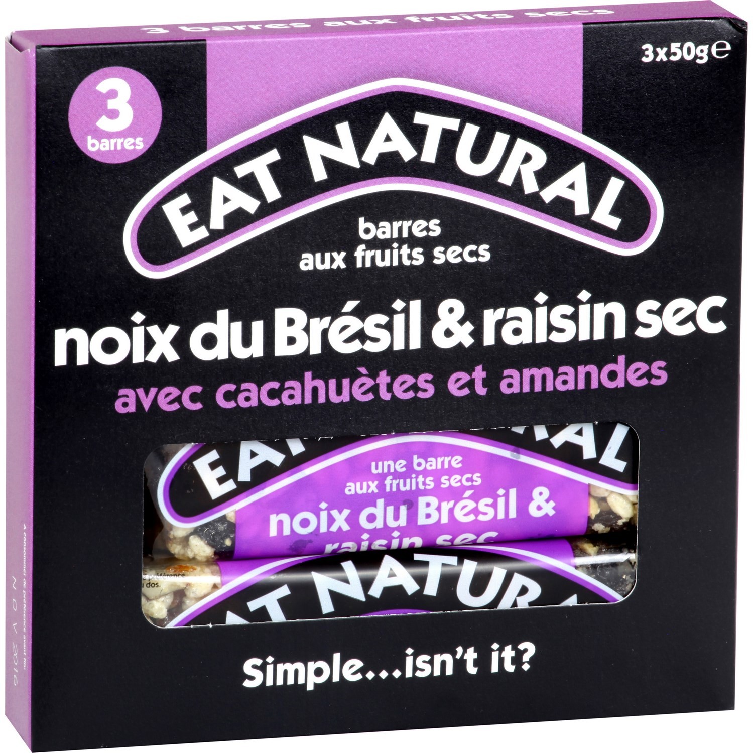 EAT NATURAL Barres noix raisin cacahuètes amandes sans gluten EAT NATURAL code EAN 5013803666149 