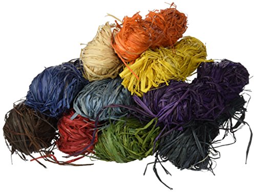 Lot de 10 bobines de raphia assortiment de coul...