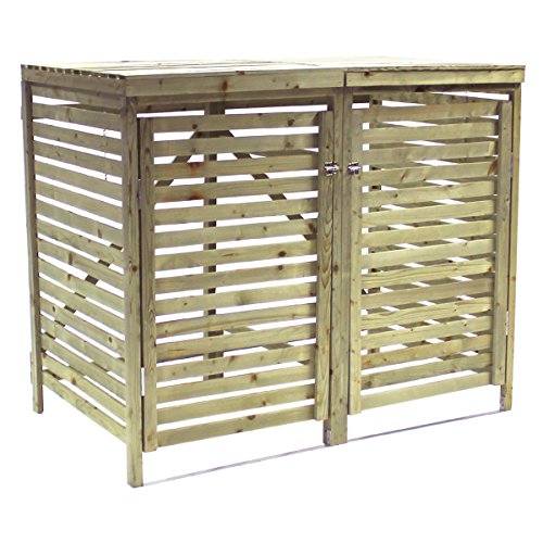 Bentley Garden & Outdoor Cache-poubelle double pour poubelles sur roulettes - pour l'extérieur - bois - pin nordique 5014555018538 (5014555018538)