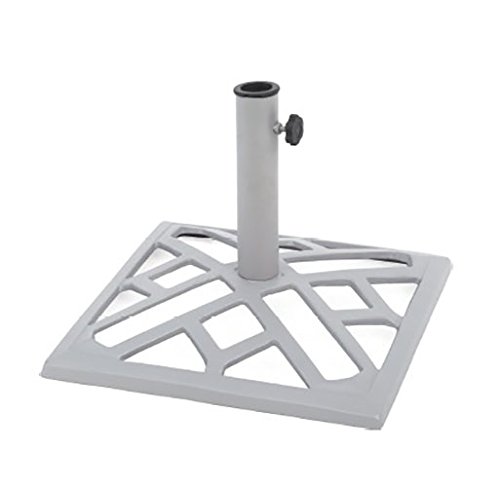 - pied de parasol carré - métal - argenté - 9 kg