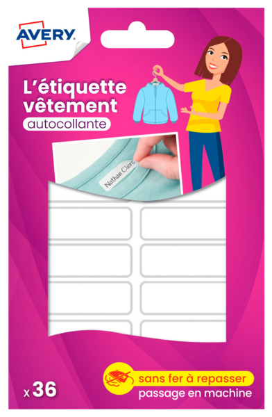 36 ÉTIQUETTES VÊTEMENTS AUTOCOLLANTES AVERY