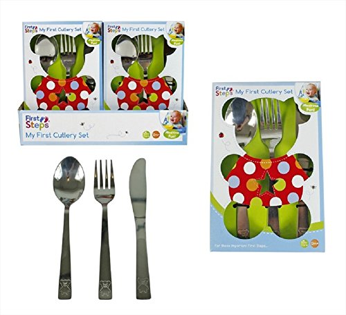 First Steps Adorable bébé garçon/fille 3 pièces en inox pour Enfant-My First Cutlery Set Ménagère-apurement vente code EAN 5015302104047 