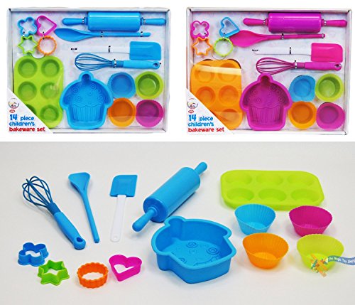 14 Piece Childrens Silicone Bakeware Baking Set...