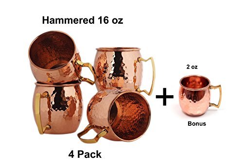 STYLLA® Wonder Care Set of 5 Handmade Pure Copper Barrel Style Hammered Moscow Mule Mugs by Wonder Care code EAN 5016323517267 