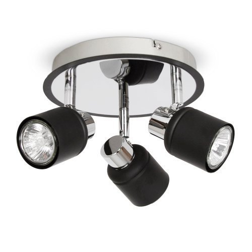 Plafonnier moderne rond 3 lampes chromé/noir or...