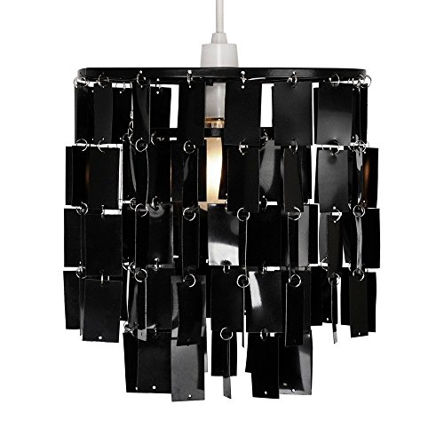 MiniSun Abat-Jour Abat Jour Lustre Suspension, Les Panneaux Carrés NOIR en cascade, Pour Douille de 28mm ou 42mm code EAN 5016529156673 