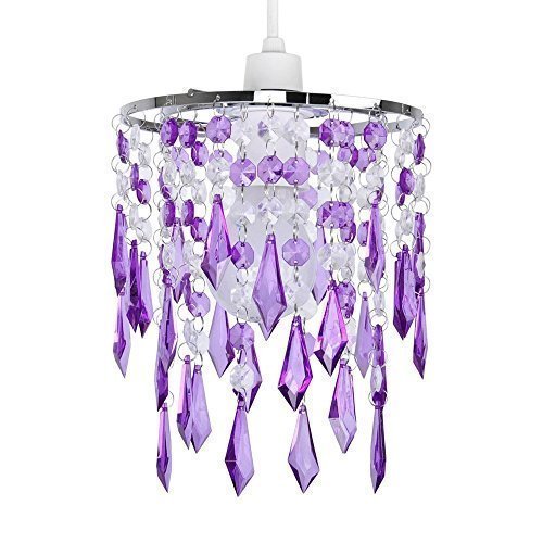 Lustre avec perle et pendeloques en acrylique m...