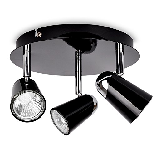 - moderne noir brillant et chrome plafonnier, o...