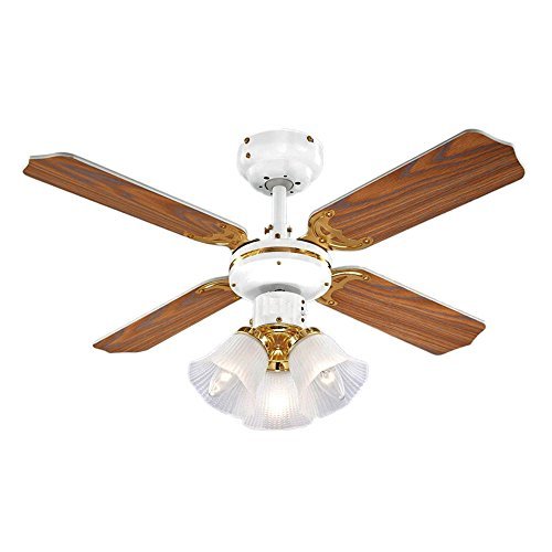 Blanc, laiton polis et effet chêne, 91 cm venti...