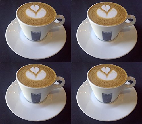 Holland Plastics Original Brand 4 X Lavazza 5.5oz Cappuccino Coupes Porcelaine et soucoupes. code EAN 5016563020619 