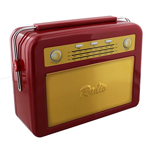 Boîte de rangement en métal - radio vintage rouge 5017224637054 Harvey Makin