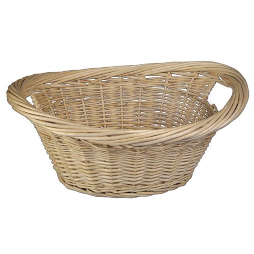 Panier à linge en osier blanc avec poignées int...