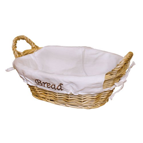 Corbeille à pain ovale recouverte de lin nature...