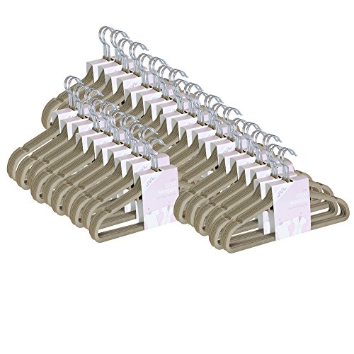 Cintres antidérapants fins en velours, beige, t...