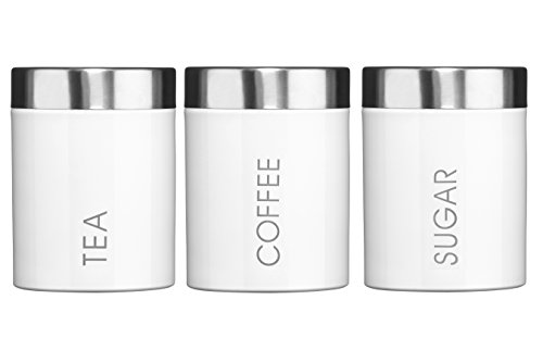 Premier Pot à thé, café et sucre Inox Émail Bla...