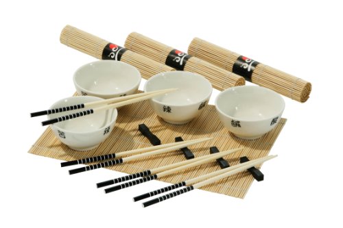 16-piece chinese dining set, 4 white bowls/ 4 c...