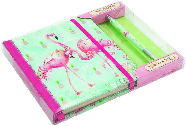 COFFRET AVEC CARNET ET STYLO BILLE “FLAMANT ROSE TROPICAL” 5018997409466 (5018997409466)