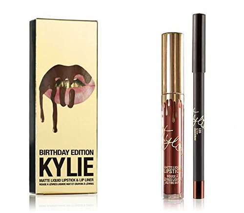 Kylie Jenner Limited Birthday Edition Kylie Matte Liquid Lipstick & Lip liner Cosmetics (LEO) 5019766858478 Kylie Jenner Birthday Edition