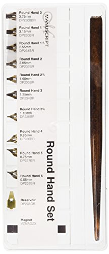 Round hand ensemble porte-plume et plumes dans ...