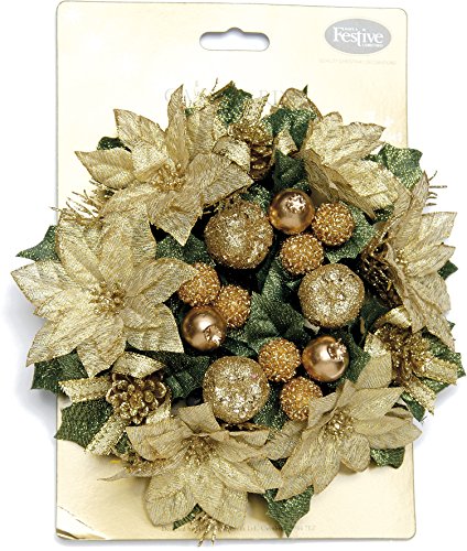 Couronne décorative de noël 200 mm avec poinset...