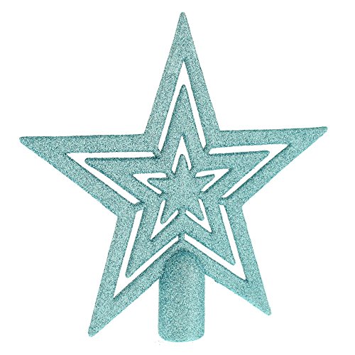 17cm Cimier de Sapin Étoile Finition Pailletée - Bleu 5020244981205 The Christmas Boutique