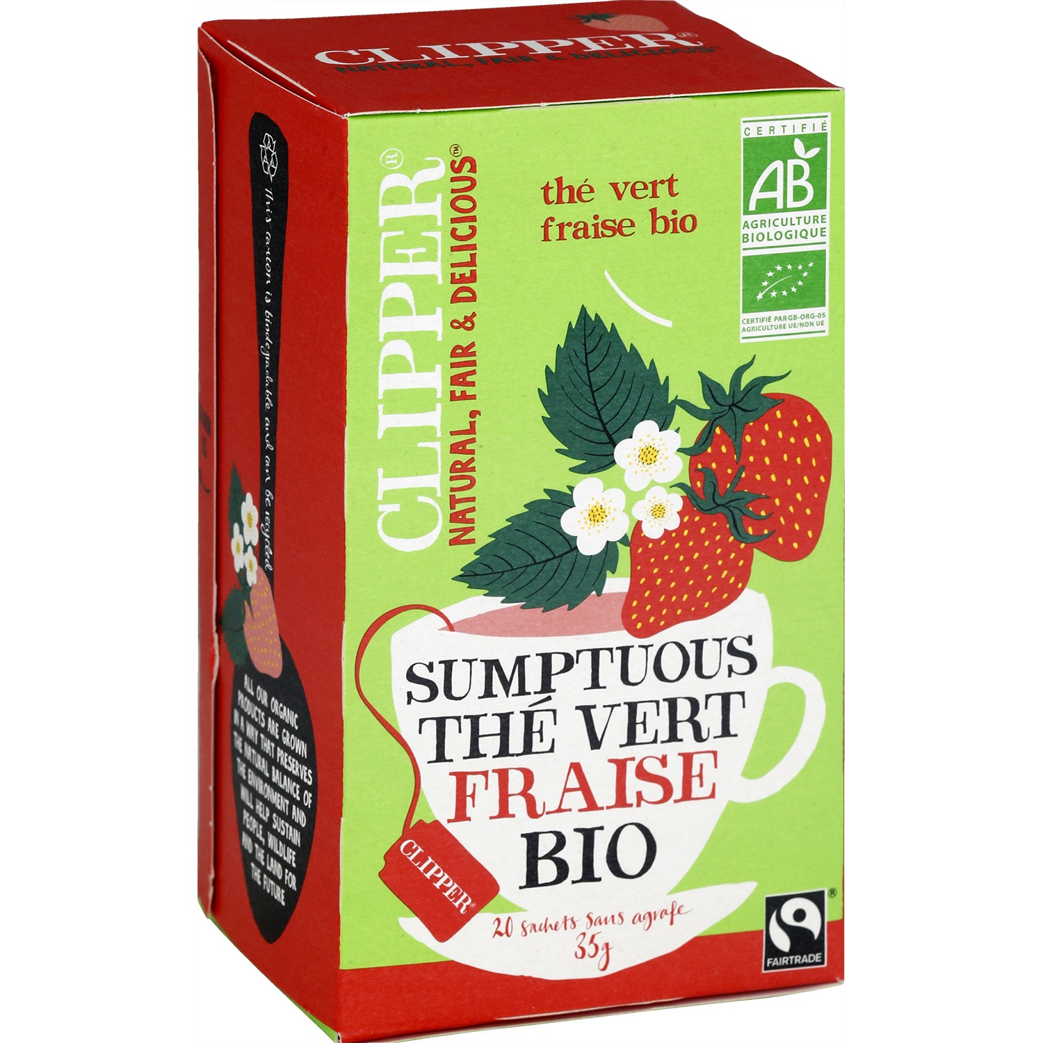 Thé vert fraise  bio CLIPPER