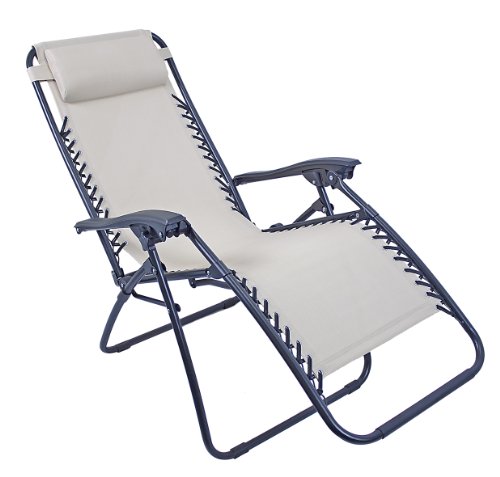 GardenKraft Garden kraft 12380 Benross Deluxe Chaise longue avec coussin Crème 5025301123802 (5025301123802)