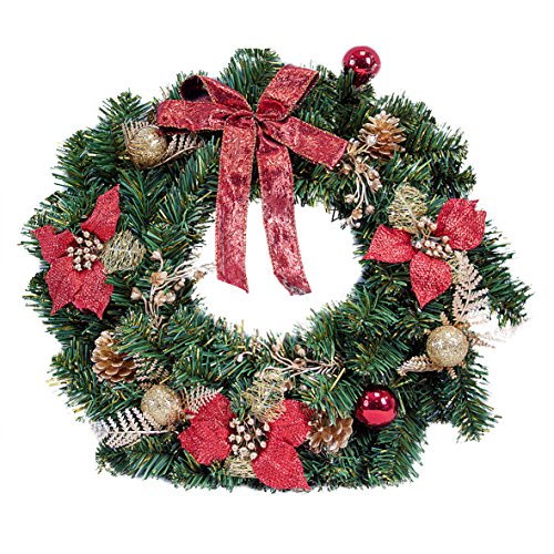 40,6 cm Couronne de Noël avec poinsettia rouge