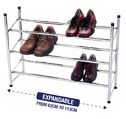 Knight Étagère à chaussures extensible 3 niveaux de rangement en métal plaqué chrome code EAN 5025762701427 