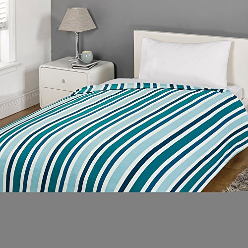 Couverture en polaire motif à rayures, polyeste...