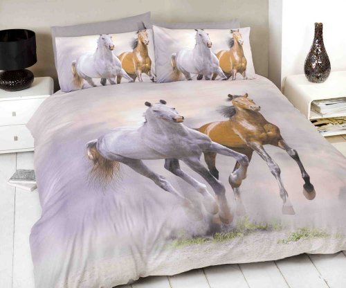 Blanc et brun galop cheval courant impression c...