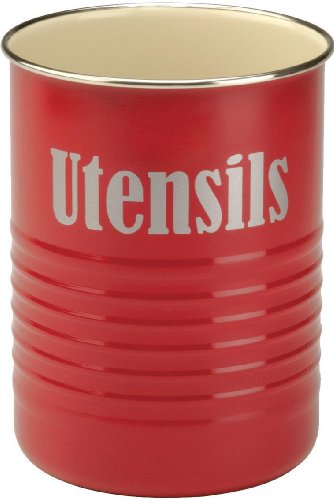 Vintage kit utensils pot, red