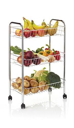 Chariot à roulettes 3 étages chromé 43 cm x 28 ...