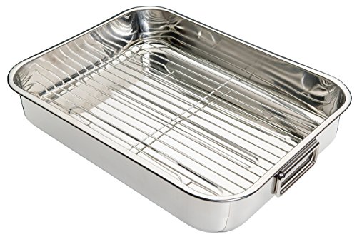 Roasting pan with rack, stainless steel
