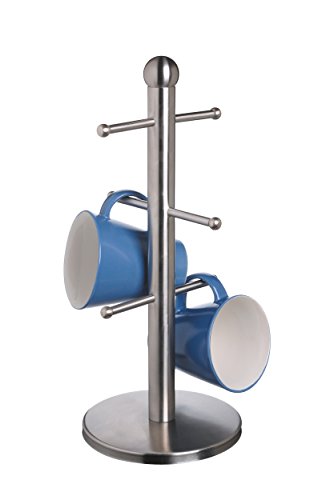 Mug tree with six hooks, stainless steel