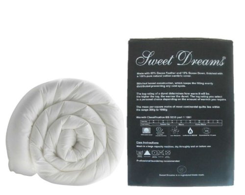 Sweet Dreams Plumes d'oie et duvet/couette pour lit king size 13,5 tog, blanc, dans une boîte Housse en coton batiste code EAN 5029497501314 