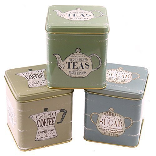 ECP Design Set Of 3 Coffee, Tea & Sugar Hinged Lid Canisters by ECP Design code EAN 5029601340112 