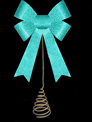 christmasshop 14 pouces Christmas Tree Top Décoration - TURQUOISE Glitter Bow cime code EAN 5030005053065 