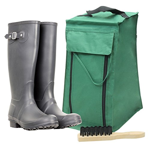 4YourHome Dos en pvc polyester wellinton de coffre sac de rangement et brosse, vert 5030017835000 (5030017835000)