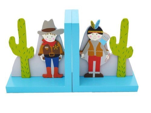 Cowboy et serre-livres en bois indiens - lot de 2