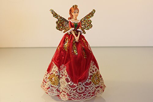 Rouge et or arbre de Noël Top ange avec ailes 1...