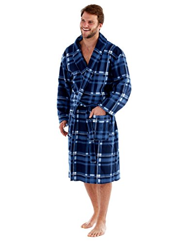 SaneShoppe Harvey James masculin vérifié Shawl Collar Robe 200gsm marine Check-L/XL code EAN 5031367584969 