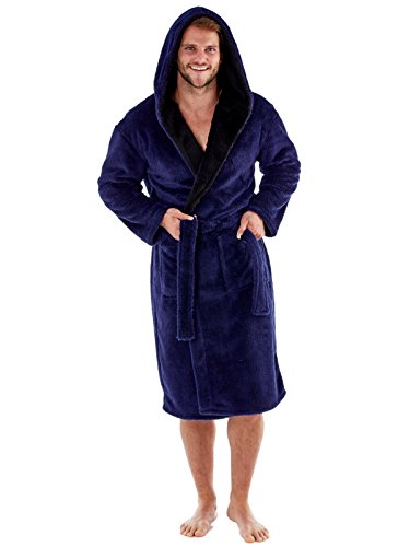 HARVEYS Harvey James Soft molleton masculine capuche Robe 260gsm contraste doublure, Bleu, X-Large code EAN 5031367586024 